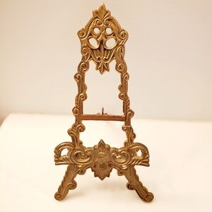 Solid Brass Easel With Victorian Styling, 9 Inches Tall, India